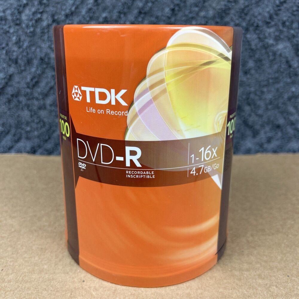 TDK 100 Spindle Pack DVD-R Recordable 16X 120min Video 4.7GB Data Blank Sealed